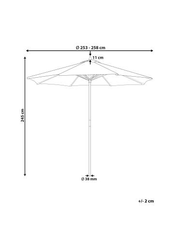 Beliani Marktschirm FERENTILLO in Weiß/Schwarz - (W) 260 x (H) 245 x (L) 260 cm