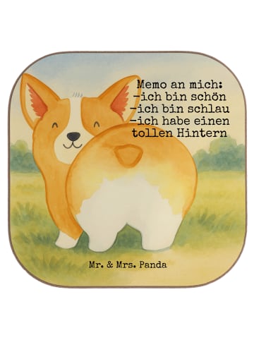 Mr. & Mrs. Panda Untersetzer für Gläser Corgi Po Design mit Spruch in Weiß