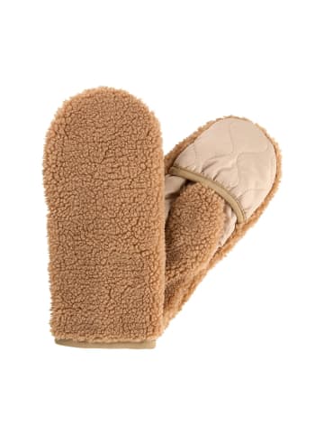 Camel Active Teddy Handschuhe in einem Materialmix in Karamell