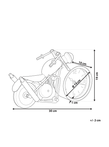 Beliani Tischuhr BERNO in Schwarz/Weiß/Silber - (W) 30 x (H) 19 x (L) 11 cm