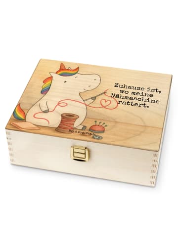 Mr. & Mrs. Panda Holz Teebox Einhorn Näherin Design mit Spruch in Weiß