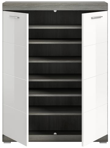 xonox.home Schuhschrank  (B/H/T: 90x120x37 cm) in Rauchsilber und weiß Hochglanz
