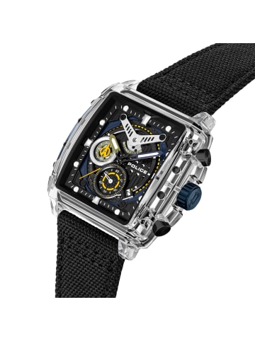 Police Chronograph-Armbanduhr Police Clout schwarz, blau extra groß (ca. 43x43,8mm)