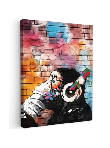 MuchoWow Leinwand bilder Kopfhörer-Affe (BxH)