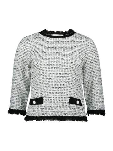 BETTY & CO Strickpullover mit Fransen in Weiß/Schwarz