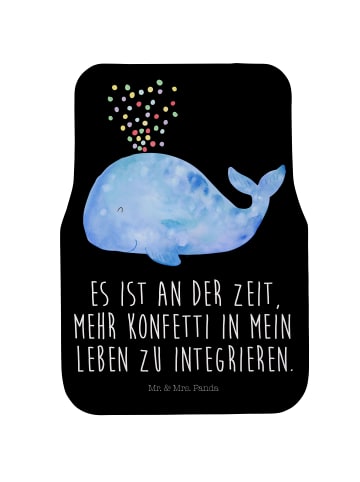 Mr. & Mrs. Panda Auto Fußmatte Wal Konfetti mit Spruch in Schwarz
