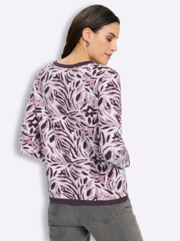 WITT WEIDEN Jacquard-Strickjacke in aubergine-ecru-gemustert