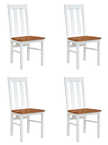 Feldmann-Wohnen Stühle 4er Set Belluno Elegante weiß lackiert / Eichefarben 43 / 42 / 96cm