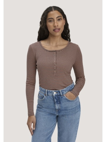 Hessnatur Hessnatur Softrib Streifen Henley Fitted aus Bio-Baumwolle und TENCEL™ Modal in rosé