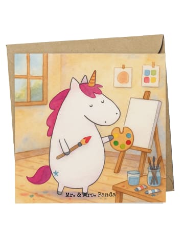 Mr. & Mrs. Panda Grußkarte Einhorn Künstler Design ohne Spruch in Weiß
