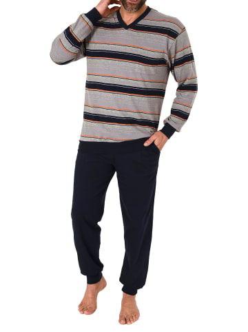 NORMANN langarm Schlafanzug Bündchen Streifen - 81155 in orange