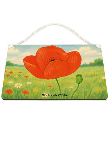 Mr. & Mrs. Panda Schild Blume Mohnblume Design ohne Spruch in Weiß