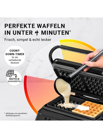 N8WERK Waffeleisen Belgische Waffeln 1600W schwarz  Schwarz