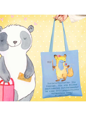 Mr. & Mrs. Panda Shopping Tasche Sozialarbeiterin Erfolg mit Spruch in Sky Blue