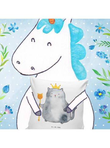 Mr. & Mrs. Panda kissen bedruckt Katze König ohne Spruch in Weiß