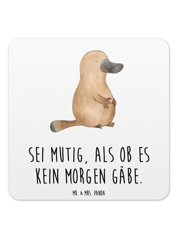 Mr. & Mrs. Panda Untersetzer Schnabeltier Mut mit Spruch in Weiß