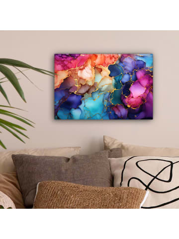 MuchoWow Leinwand Bilder Abstrakte Kunst bunt