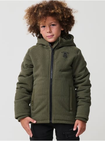 KOROSHI Gestrickte Jungenjacke mit Kapuze in khaki