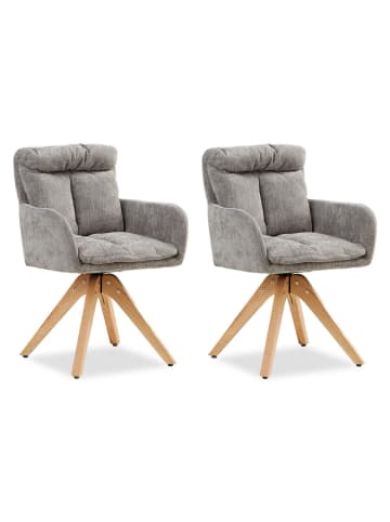 Homestyle4u 2er Set Polsterstühle in Grau
