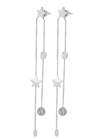 Adeliás Damen Anhänger – Stern Anhänger aus Edelstahl mit Strass Steinchen in silber