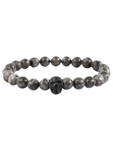 Adeliás Unisex Anhänger – Totenkopfanhänger aus Edelstahl mit Obsidian in braun