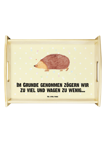 Mr. & Mrs. Panda Frühstückstablett Igel Herzen mit Spruch in Gelb Pastell