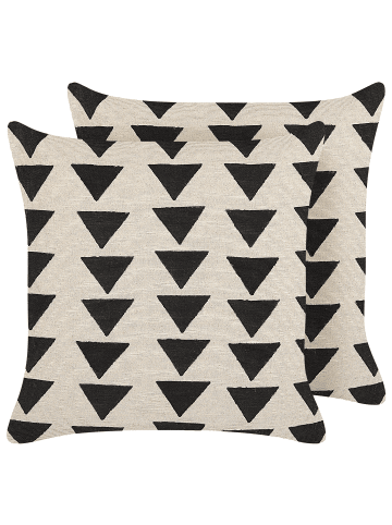 Beliani 2er-Set Dekokissen CERCIS in Schwarz/Beige
