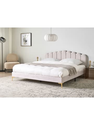 Beliani Doppelbett SAUVIAN in Weiß/Gold - (W) 185 x (H) 98 x (L) 207 cm