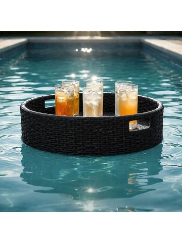 relaxdays Schwimmendes Tablett in Schwarz - (H)20 x Ø80 cm