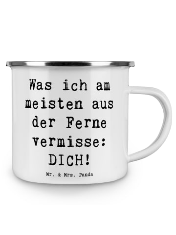 Mr. & Mrs. Panda Tasse Emaille Spruch Heimweh Dich mit Spruch in Weiß