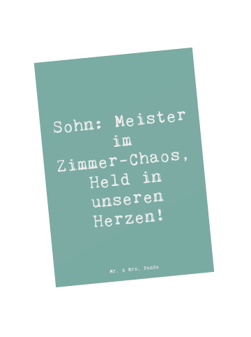 Mr. & Mrs. Panda Postkarte Spruch Sohn Chaosheld mit Spruch in Meeresbrise