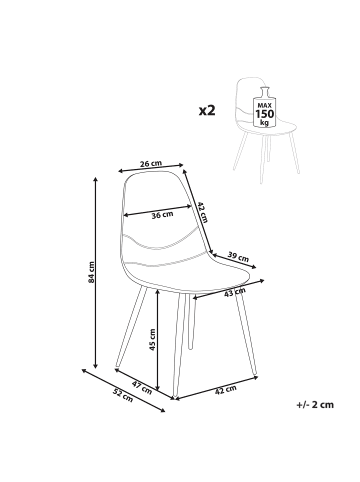 Beliani 2er-Set Esszimmerstuhl HILDEN in Grün/Braun