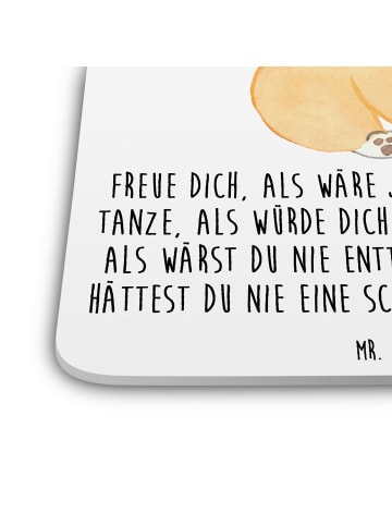 Mr. & Mrs. Panda Tassenuntersetzer Corgie mit Spruch in Weiß