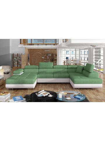 MF Design Rodri Recamiere Rechts in Graugrün -  (L) 202 x (B) 345 x (H) 90 cm