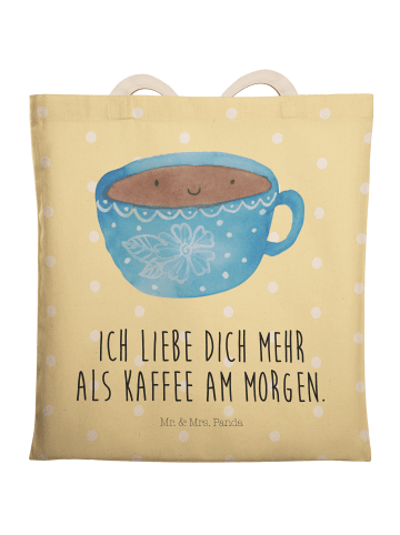 Mr. & Mrs. Panda Einkaufstasche Kaffee Tasse mit Spruch in Gelb Pastell