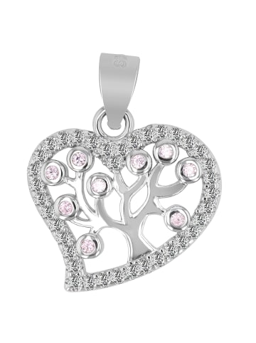Adeliás Damen Anhänger – Herzanhänger aus 925 Silber mit Zirkonia in silber