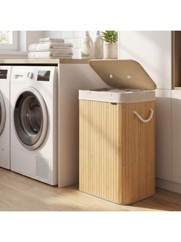 SONGMICS Wäschekorb Ronex in Naturfarben - (B)30 x (H)61 x (T)40 cm