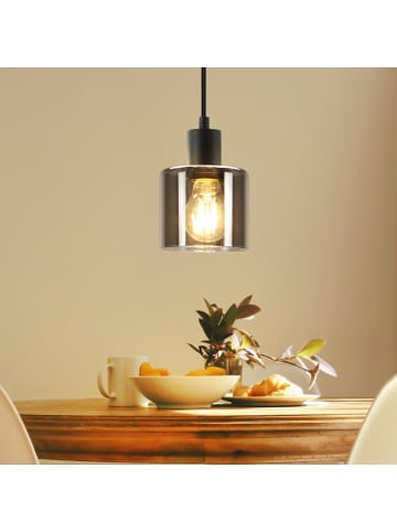 ZMH Pendelleuchte 1-flammige E27 in rauchgrau vintage rund