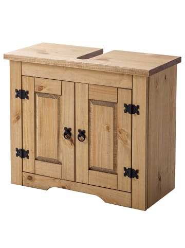 home24 home24 Waschbeckenunterschrank aus massivem Kiefernholz im naturnahen Stil in Kiefer Natur