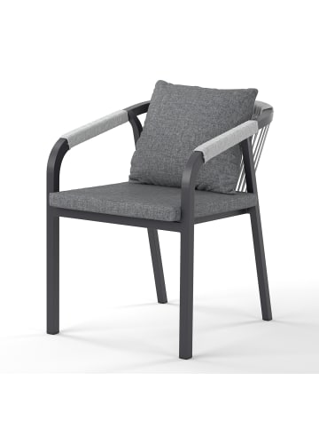 home24 Gartenessgruppe Verdee 5-teilig in Schwarz / Grau