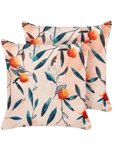 Beliani 2er-Set Gartenkissen PIALPETTA in Bunt/Orange