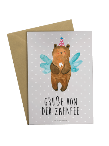 Mr. & Mrs. Panda Beileidskarte Bär Zahnfee mit Spruch in Grau Pastell