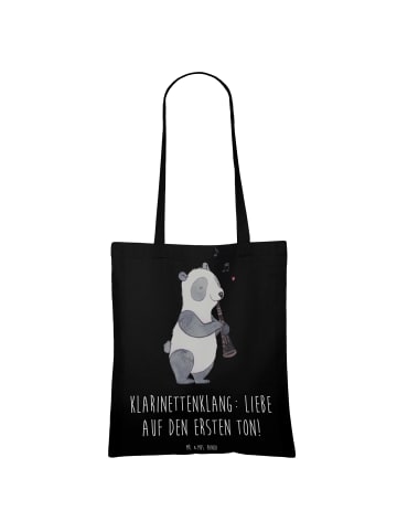 Mr. & Mrs. Panda Uni Tasche Klarinette Liebe  mit Spruch in Schwarz