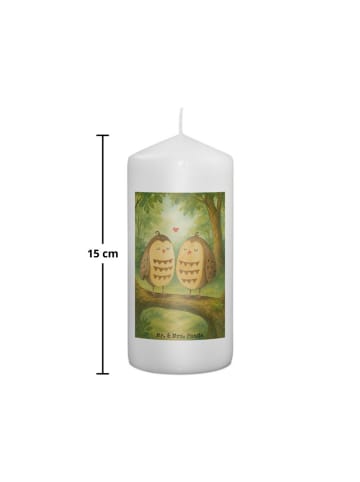 Mr. & Mrs. Panda Kerze Eulen Liebe Design ohne Spruch in Weiß