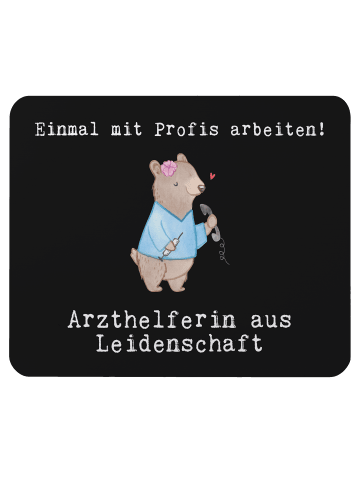 Mr. & Mrs. Panda Mousepad Arzthelferin Leidenschaft mit Spruch in Schwarz