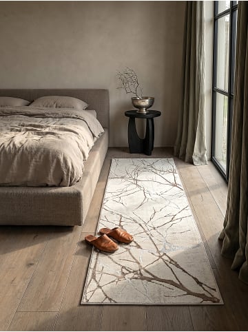 KADIMA DESIGN Teppichläufer Abstrakt pflegeleicht Wohnzimmer Schlafzimmer Flur in Creme