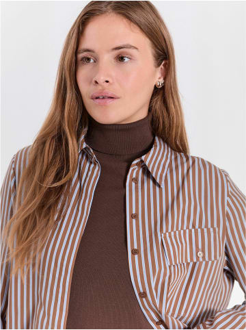Norr Hemd Evine in Light Brown Stripe