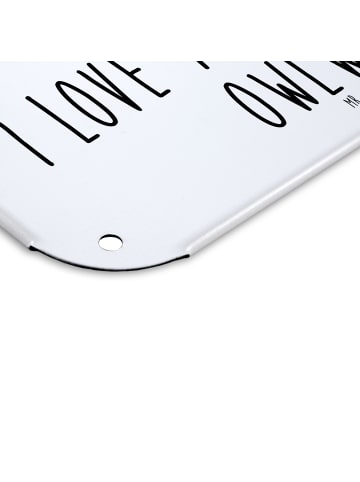 Mr. & Mrs. Panda Wandbild Eule Zufrieden mit Spruch in Weiß