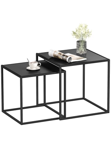 HOMCOM Couchtisch-Set in Schwarz 40L x 40B x 40H cm