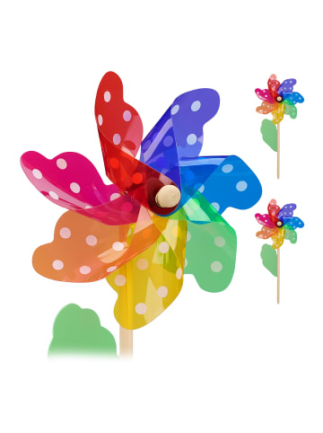 relaxdays 4 x Windrad in Bunt - (B)18 x (H)38,5 x (T)9 cm